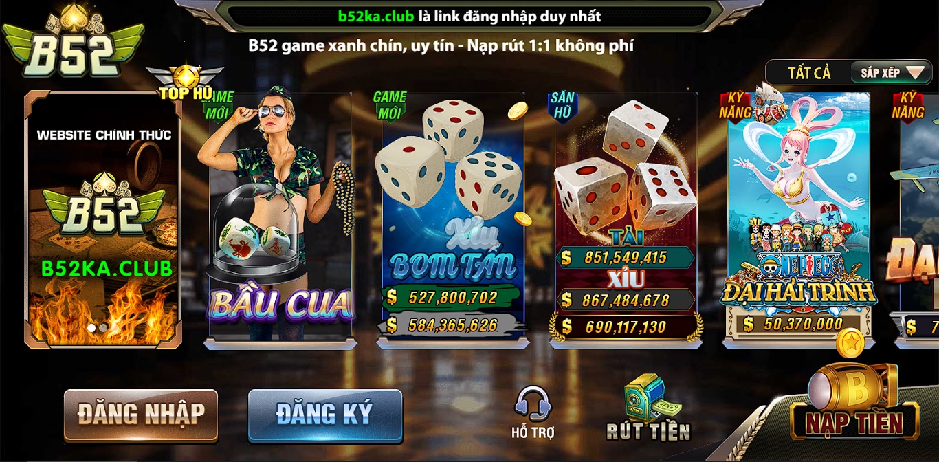 Giao diện cổng game bài đổi thưởng tại B52club vô cùng phong phú đẹp mắt